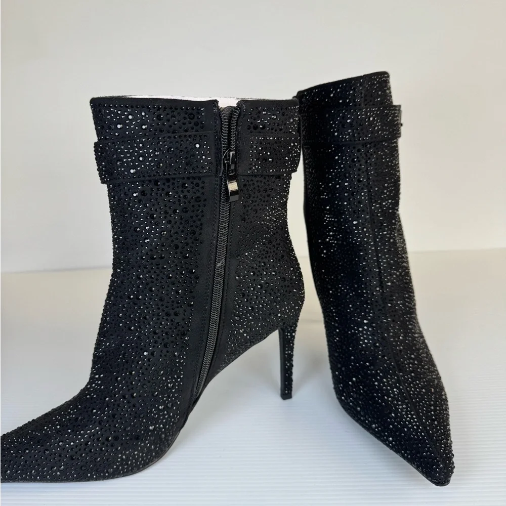 Sparkly Rhinestone Stiletto Ankle Boots Glam Party Concert Bootie Size 9 - Picture 3 of 6